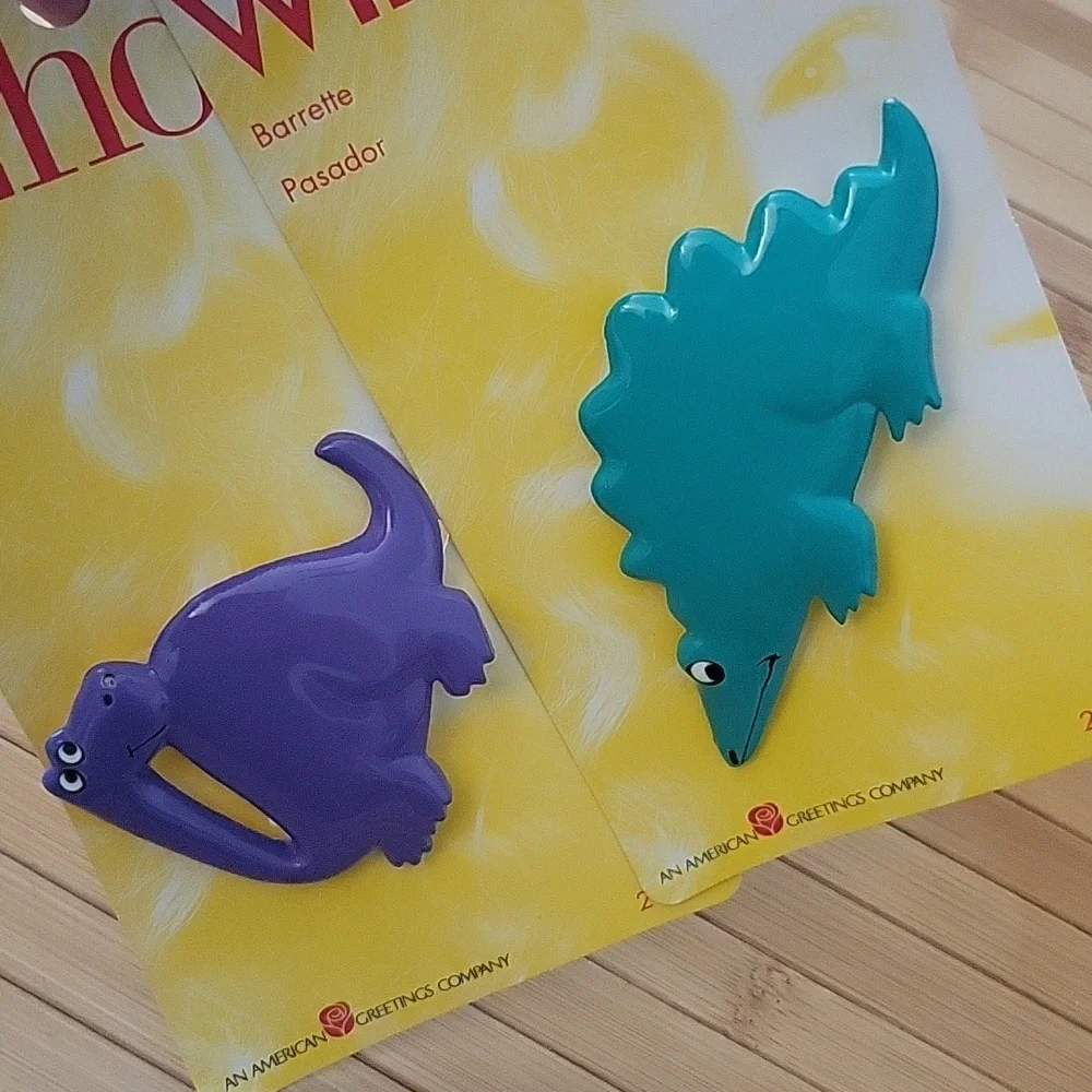 NWT Vintage Dinosaur Barrette Lot Wilhold Retro 80's 90's Rad Kawaii Hair Clips